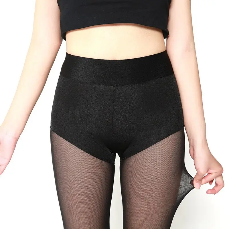 Black Slim Fit Mesh Lace Leggings Socks Set - Image 5