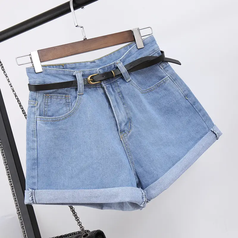 Women Denim Shorts High Waist Loose Roll-up mm Large - Image 7