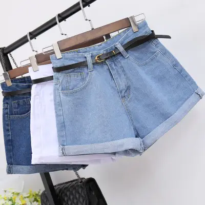 Women Denim Shorts High Waist Loose Roll-up mm Large - Image 8