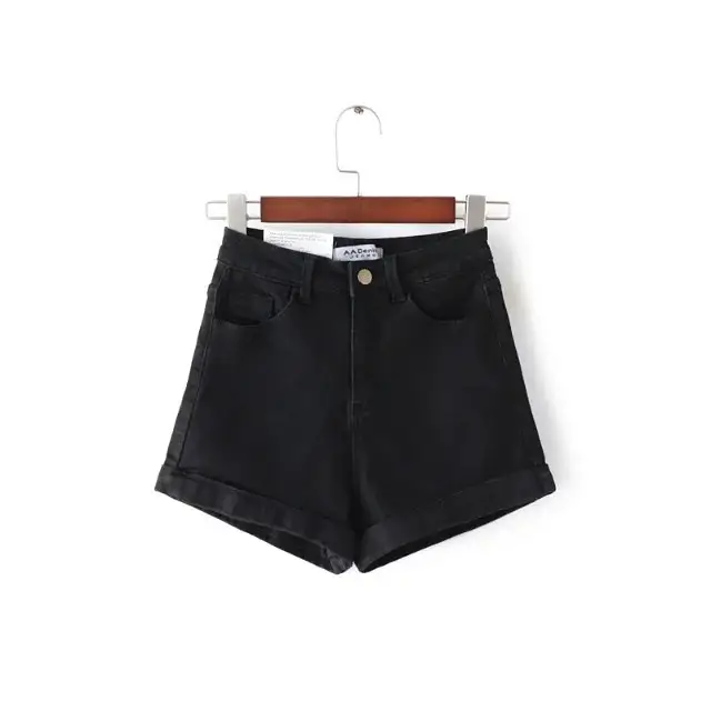 Women Denim Shorts High Waist Loose Roll-up mm Large - Image 2