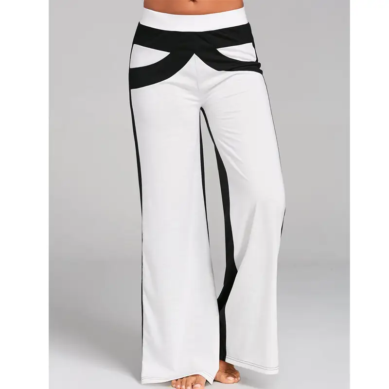 Women's White Crossbody Dance Pants Loose Wide Leg Casual