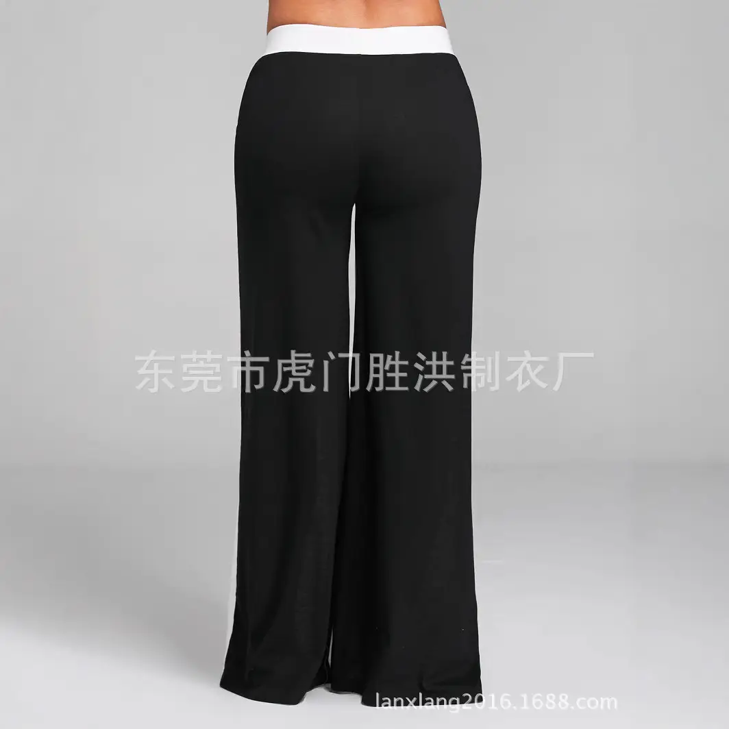 Women's White Crossbody Dance Pants Loose Wide Leg Casual