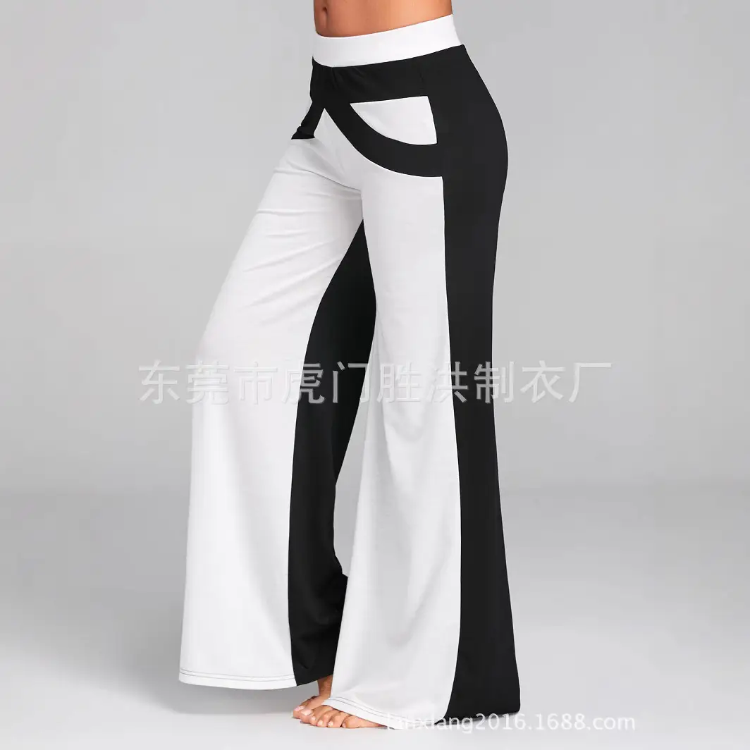 Women's White Crossbody Dance Pants Loose Wide Leg Casual