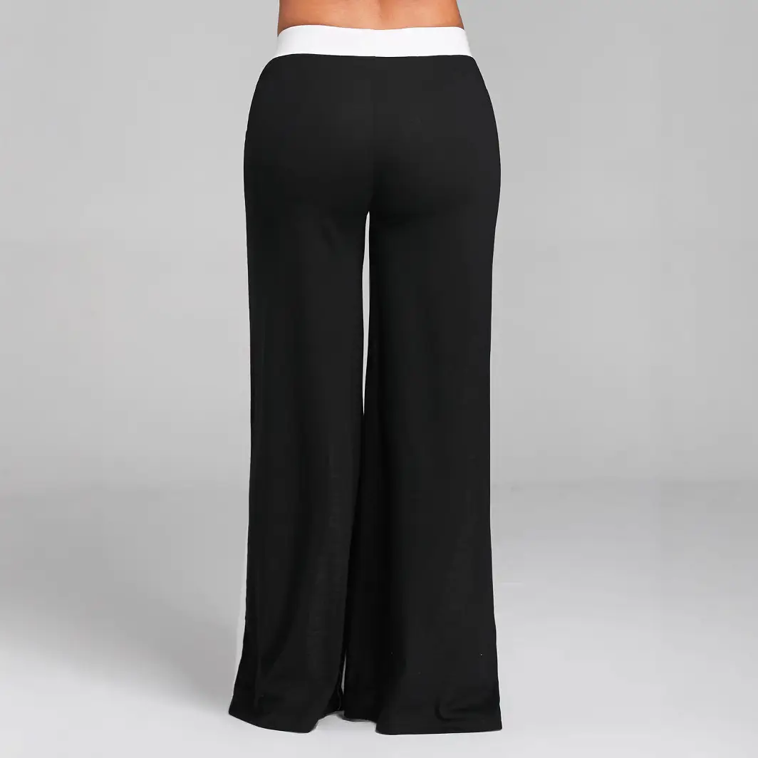 Women's White Crossbody Dance Pants Loose Wide Leg Casual