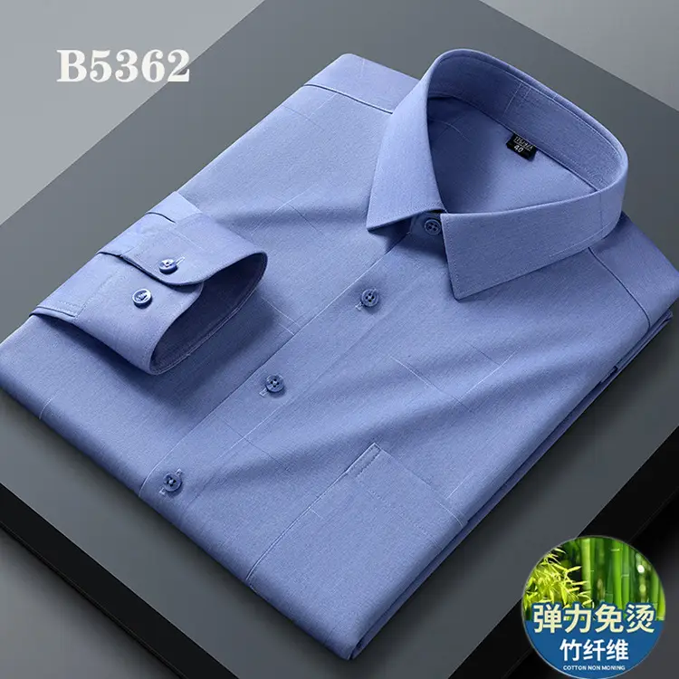 Spring Cotton Plaid Shirt for Men Light Blue - Image 2
