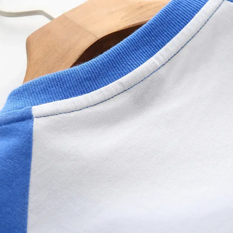 2025 Family Raglan T-Shirts White Blue Short Sleeve Wholesale - Image 6