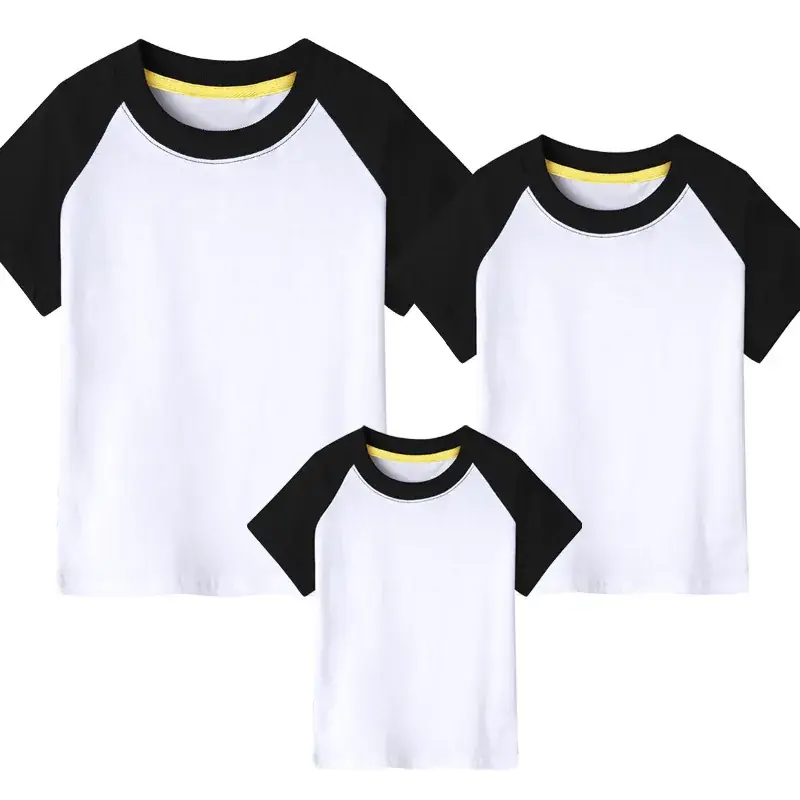 2025 Family Raglan T-Shirts White Blue Short Sleeve Wholesale - Image 3