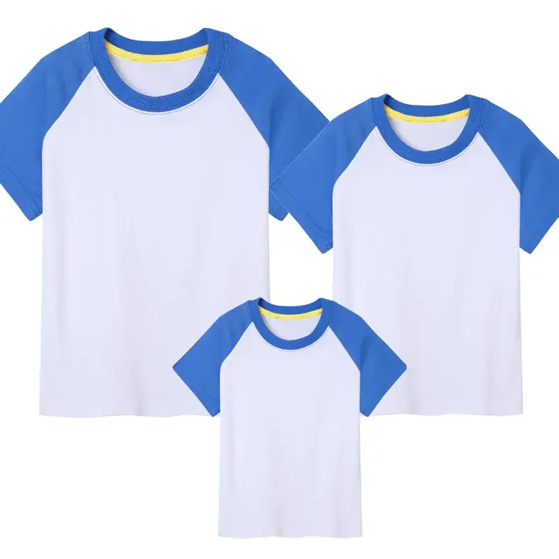 2025 Family Raglan T-Shirts White Blue Short Sleeve Wholesale - Image 4