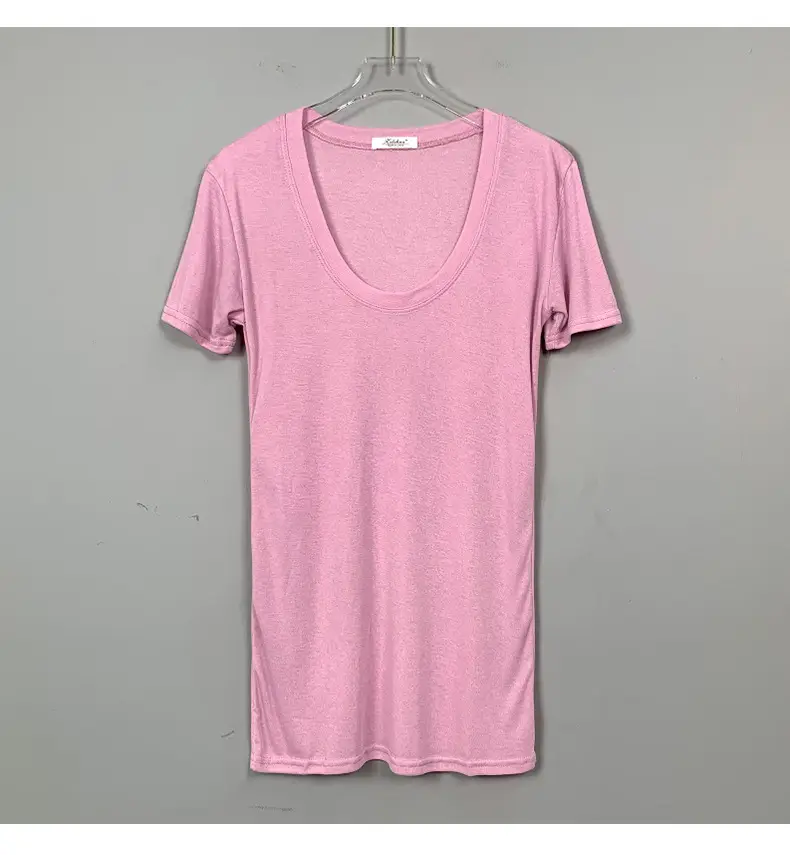 Women V-Neck Coffee T-Shirt Low Cut Short Sleeve — feature 21