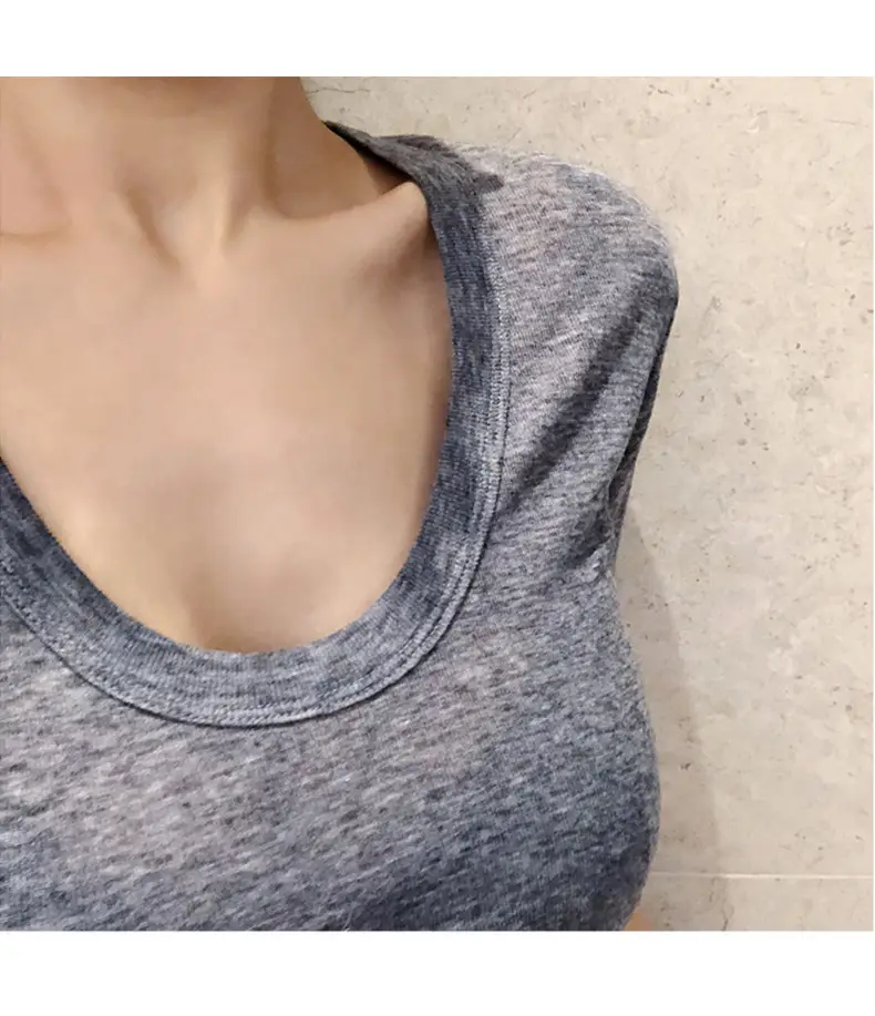 Women V-Neck Coffee T-Shirt Low Cut Short Sleeve — feature 8
