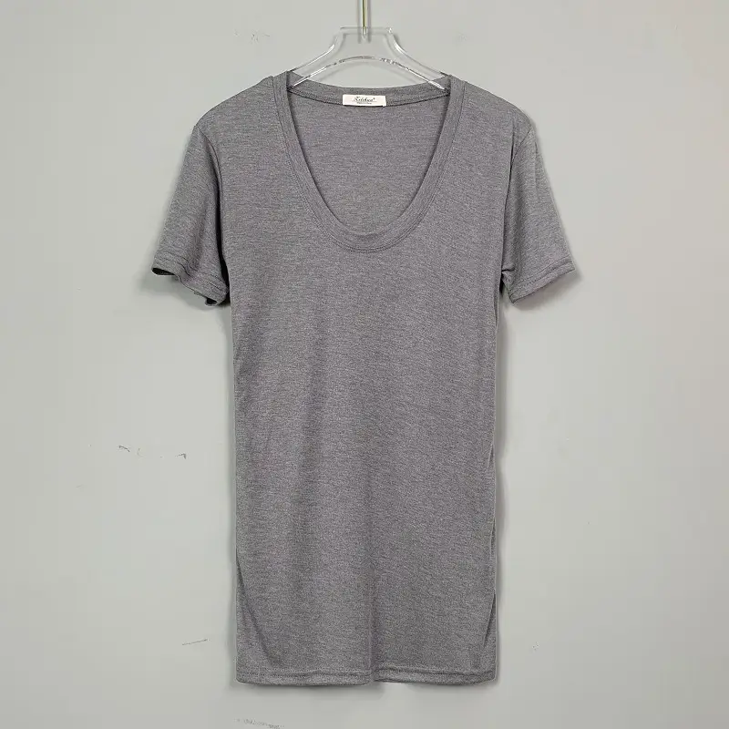 Women V-Neck Coffee T-Shirt Low Cut Short Sleeve - Image 2