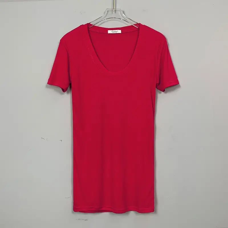 Women V-Neck Coffee T-Shirt Low Cut Short Sleeve - Image 3