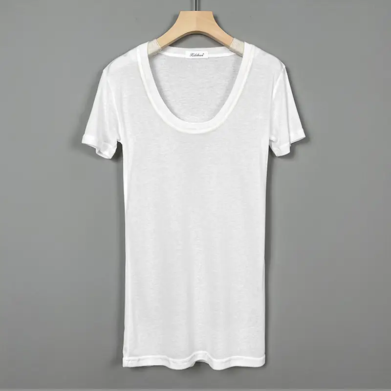 Women V-Neck Coffee T-Shirt Low Cut Short Sleeve - Image 4