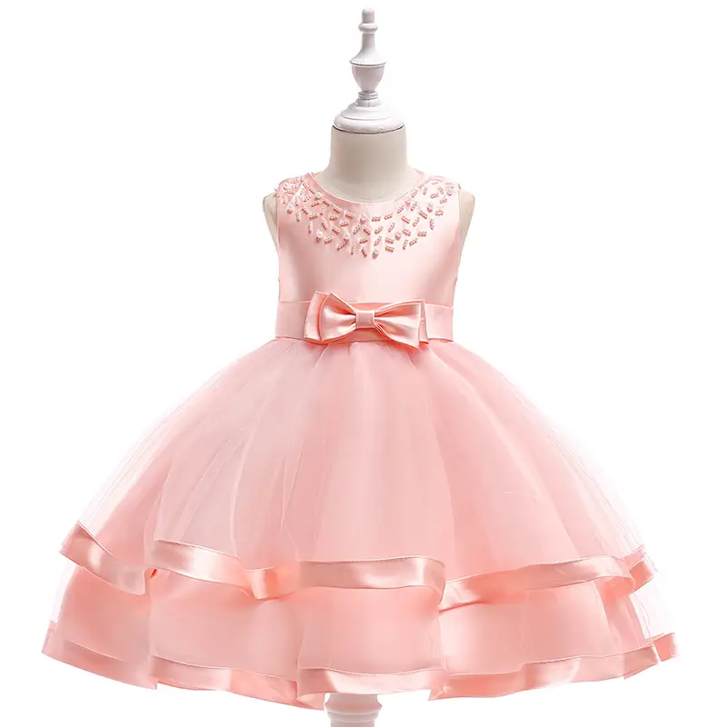 Pink Hand-Beaded Princess Dress for Girls 2-10Yrs - Image 3