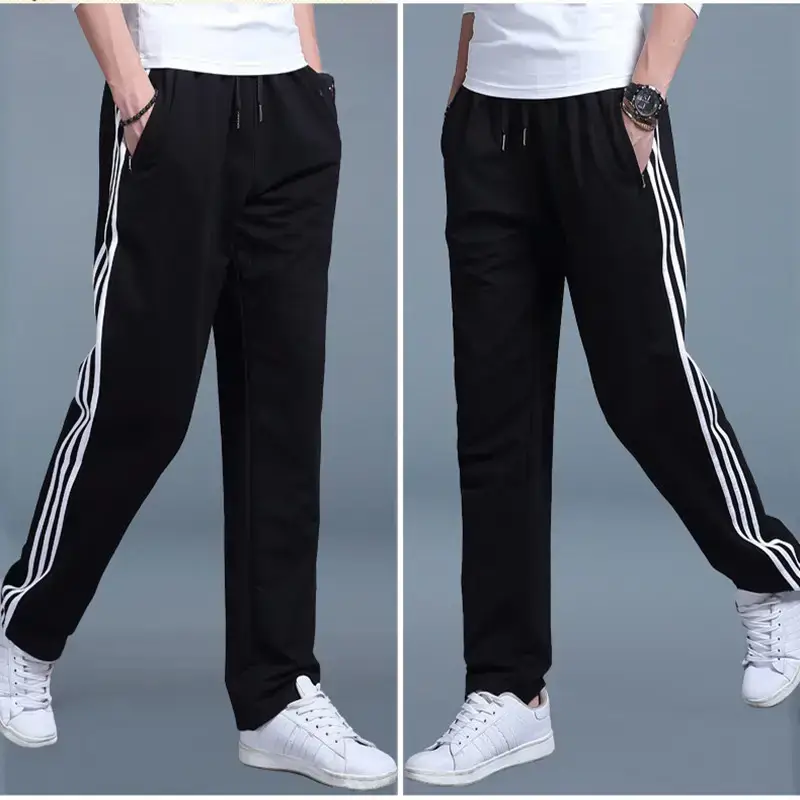 New Men's Black Sports Pants with Neon Stripes Large - Image 8