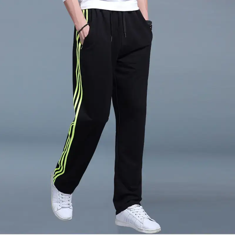 New Men's Black Sports Pants with Neon Stripes Large - Image 10