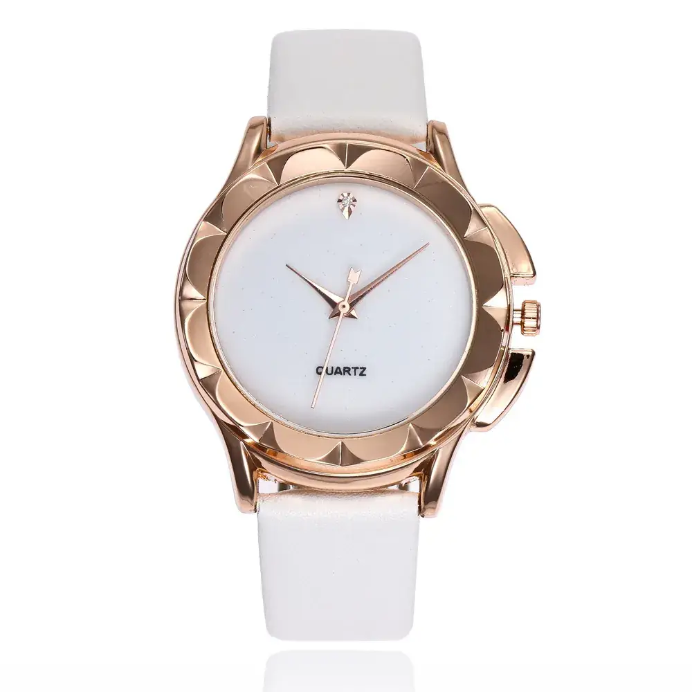 Women's Quartz Watch Brown Leather Belt Gold Dial - Image 7