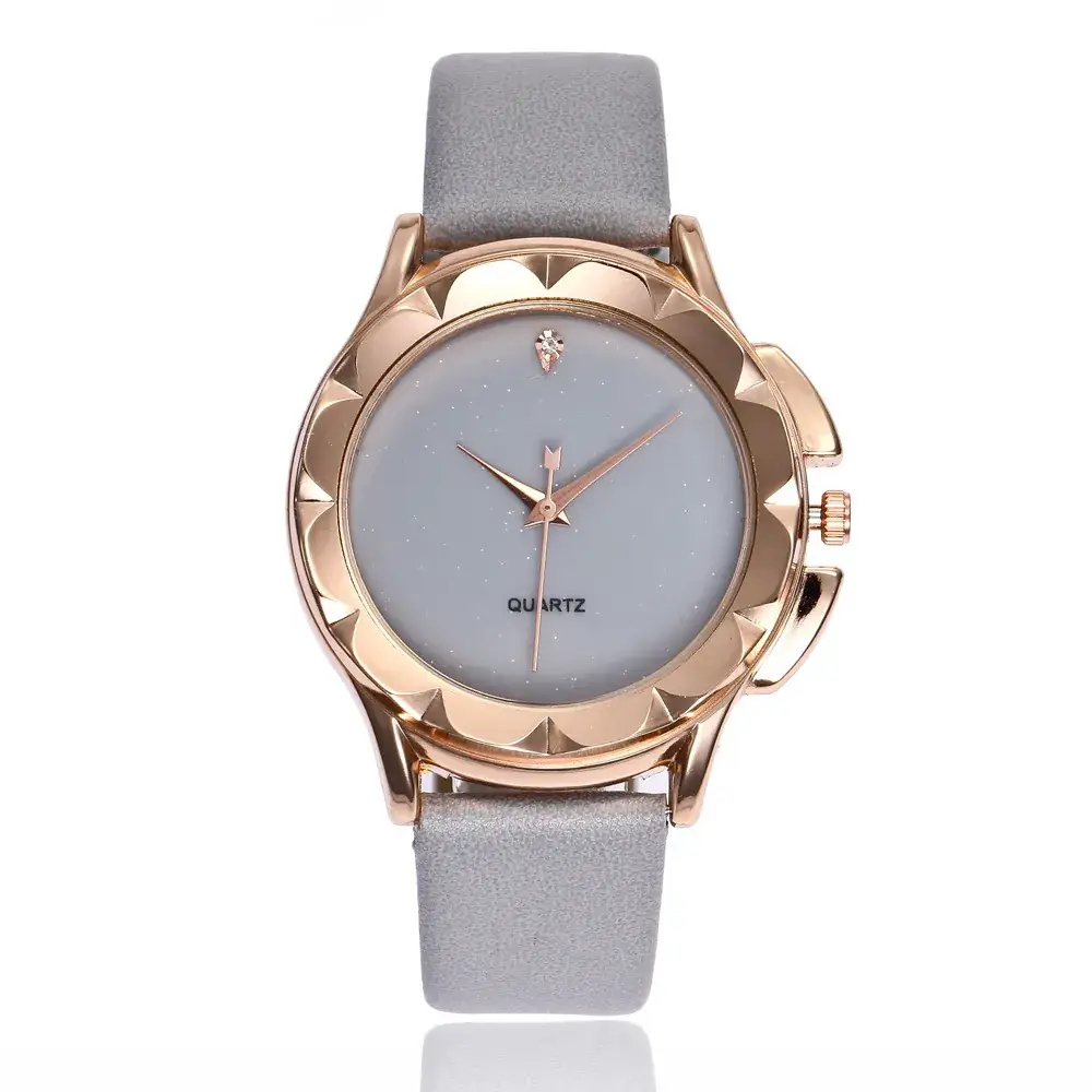 Women's Quartz Watch Brown Leather Belt Gold Dial - Image 6