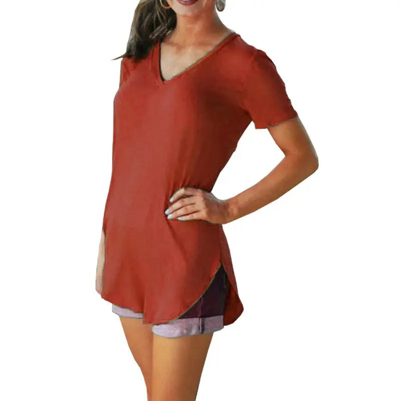2025 Plus Size V Neck T-Shirt White 8 Sizes
