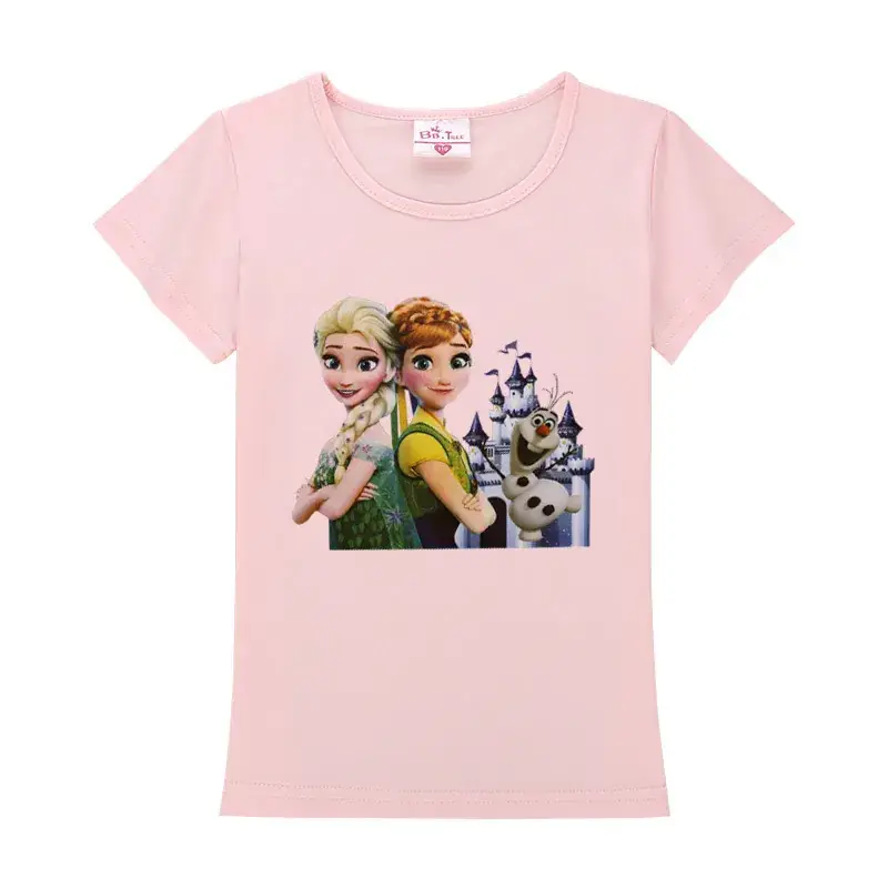 Girls Frozen Princess T-Shirt Pink Short Sleeve - Image 8