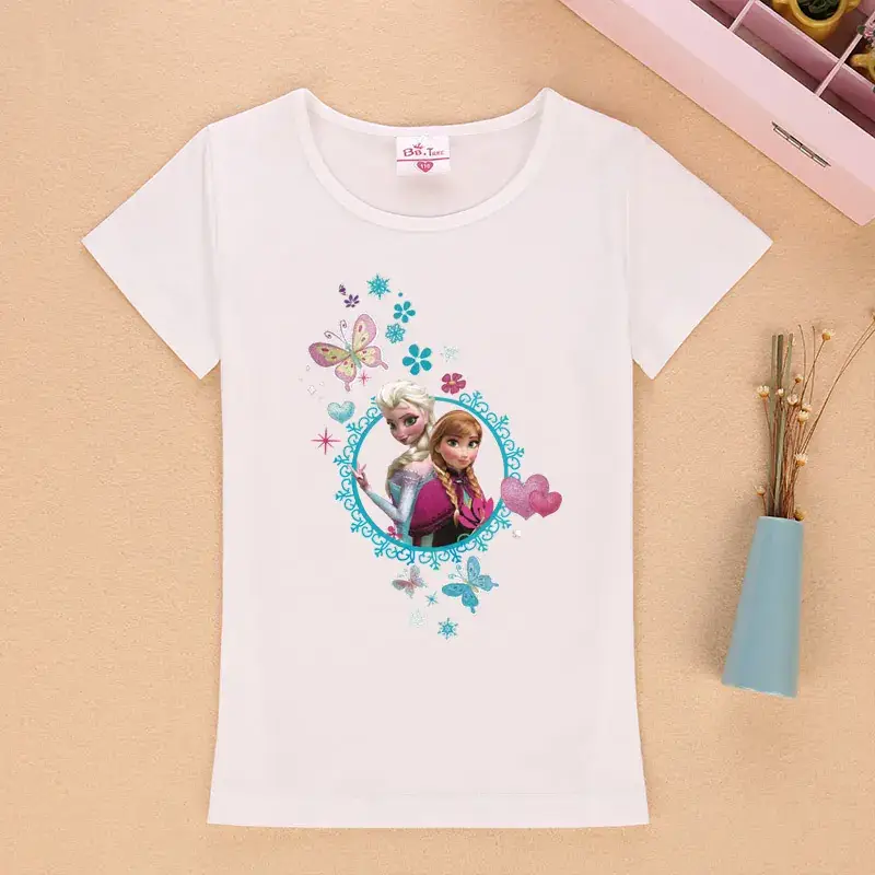 Girls Frozen Princess T-Shirt Pink Short Sleeve - Image 4