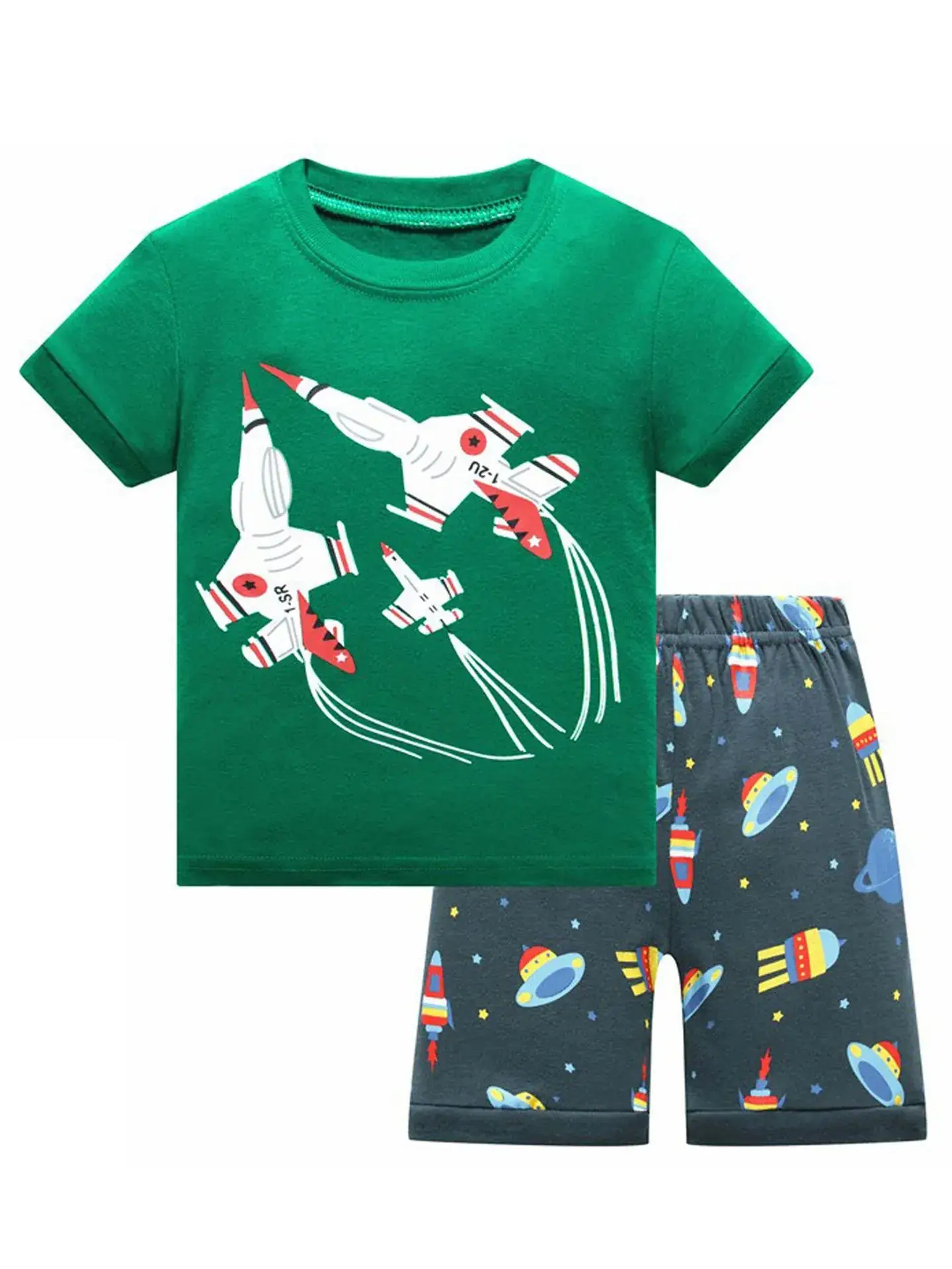 Baby Shark Print Cotton Pajamas Set Blue White - Image 6