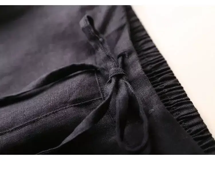 Women Linen Slim Fit Pants Large Black Casual — feature 10