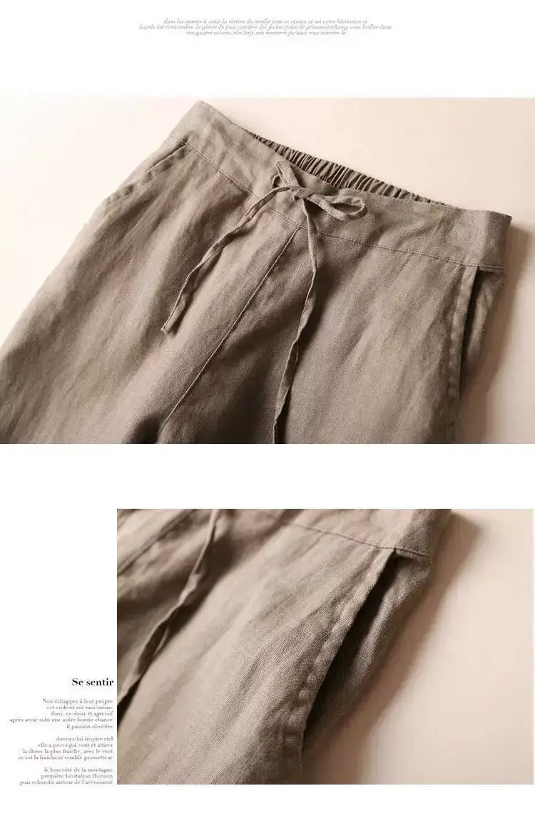 Women Linen Slim Fit Pants Large Black Casual — feature 16