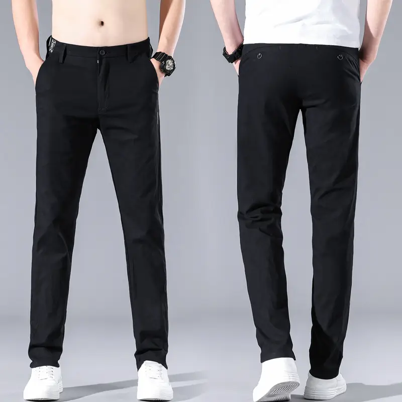 2024 Men's Black Straight Fit Stretch Pants - Image 2