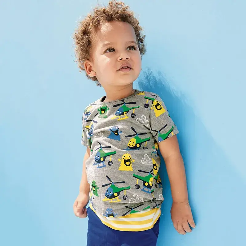Kids Dino Print Green T-Shirt Short Sleeve Round Neck