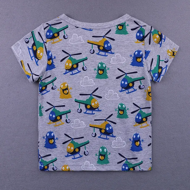 Kids Dino Print Green T-Shirt Short Sleeve Round Neck
