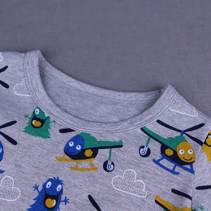 Kids Dino Print Green T-Shirt Short Sleeve Round Neck
