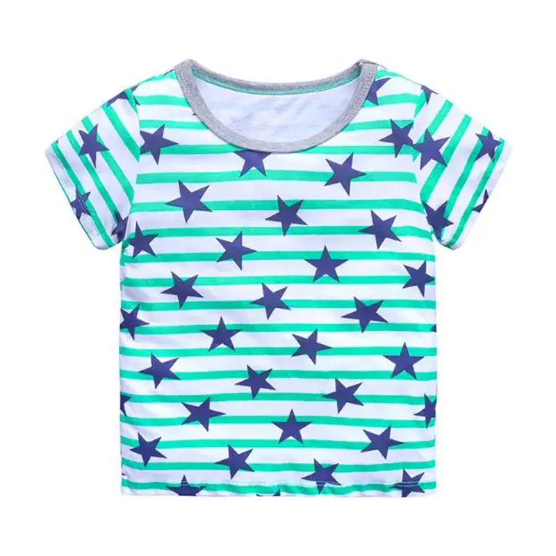 Kids Dino Print Green T-Shirt Short Sleeve Round Neck