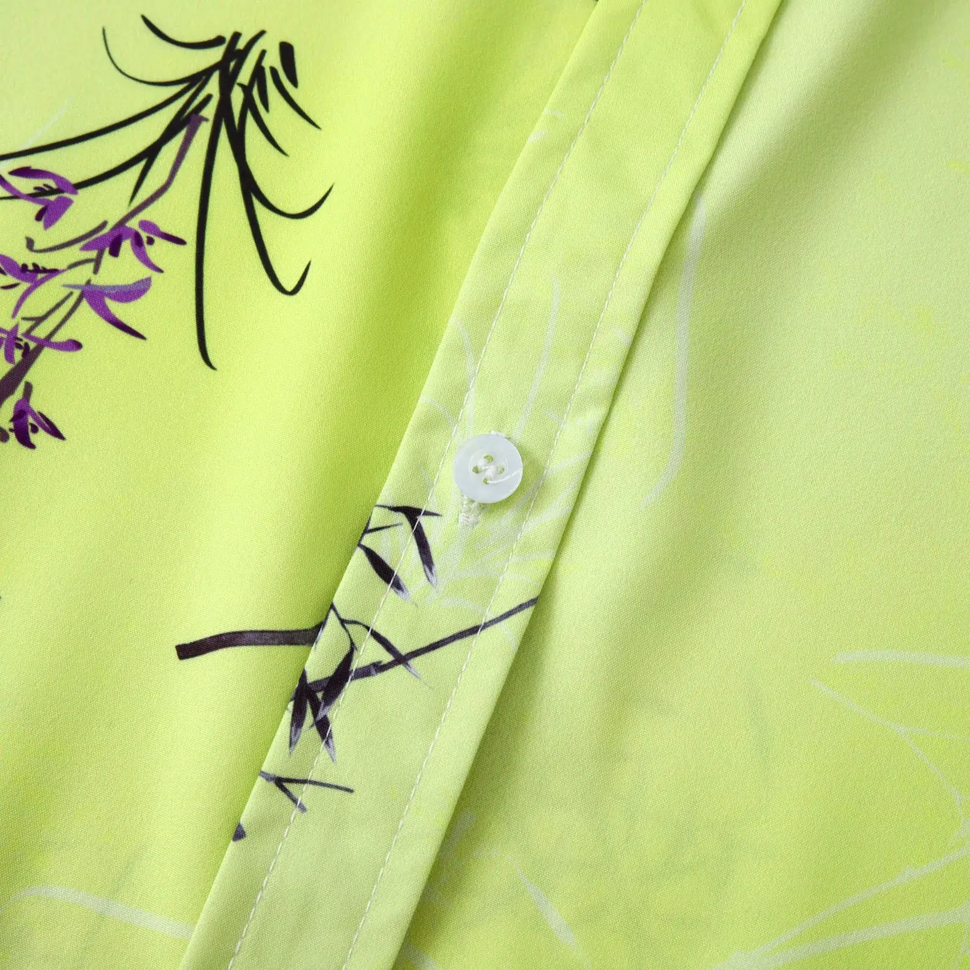 Men's New Hawaiian Floral Short Sleeve Shirt Lime Green - Image 5