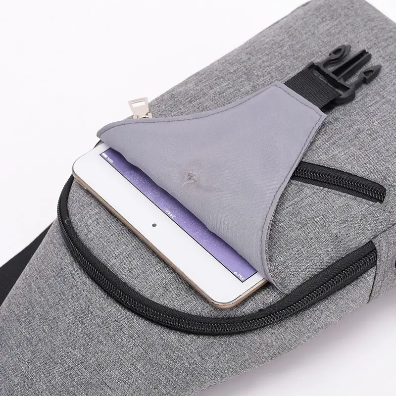 Men's Grey Canvas Shoulder Crossbody Bag