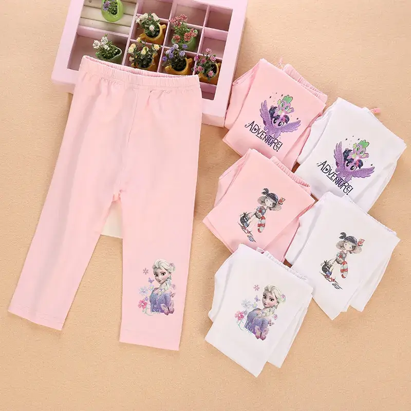 Girls Cropped Pants Frozen Design Lavender 7 - Image 28