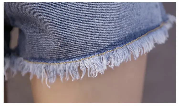 Denim Shorts Women Black High Waist Raw Edge Tassel — feature 50