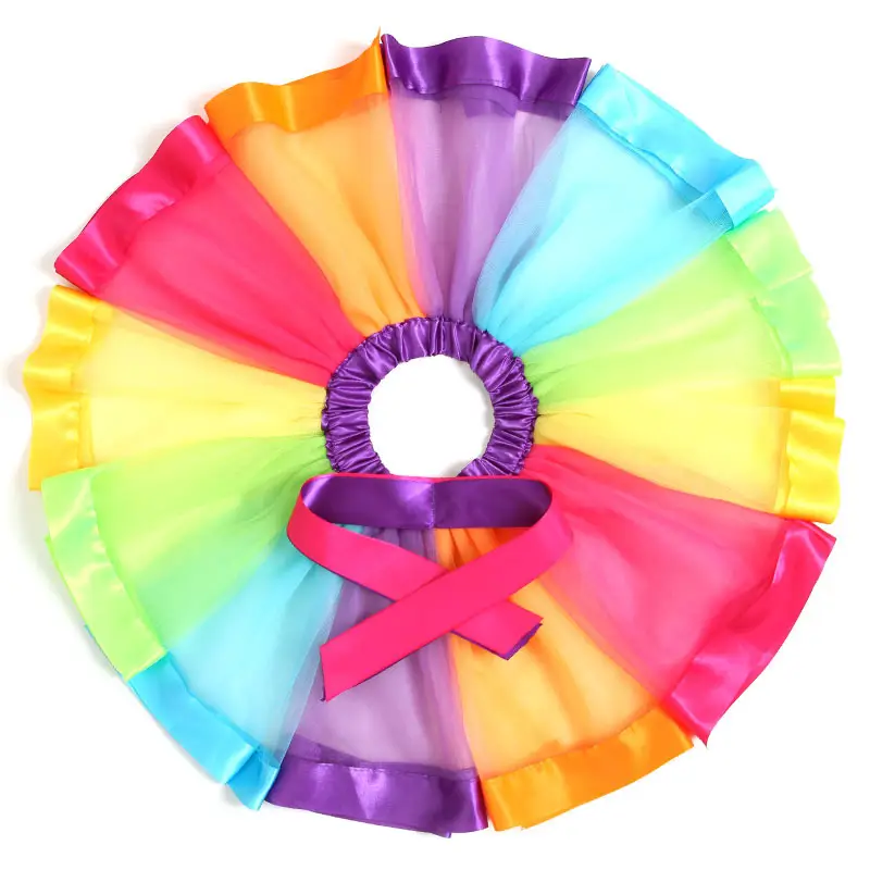 Rainbow Puffy Tutu Skirt for Girls Half Length Pleated - Image 10