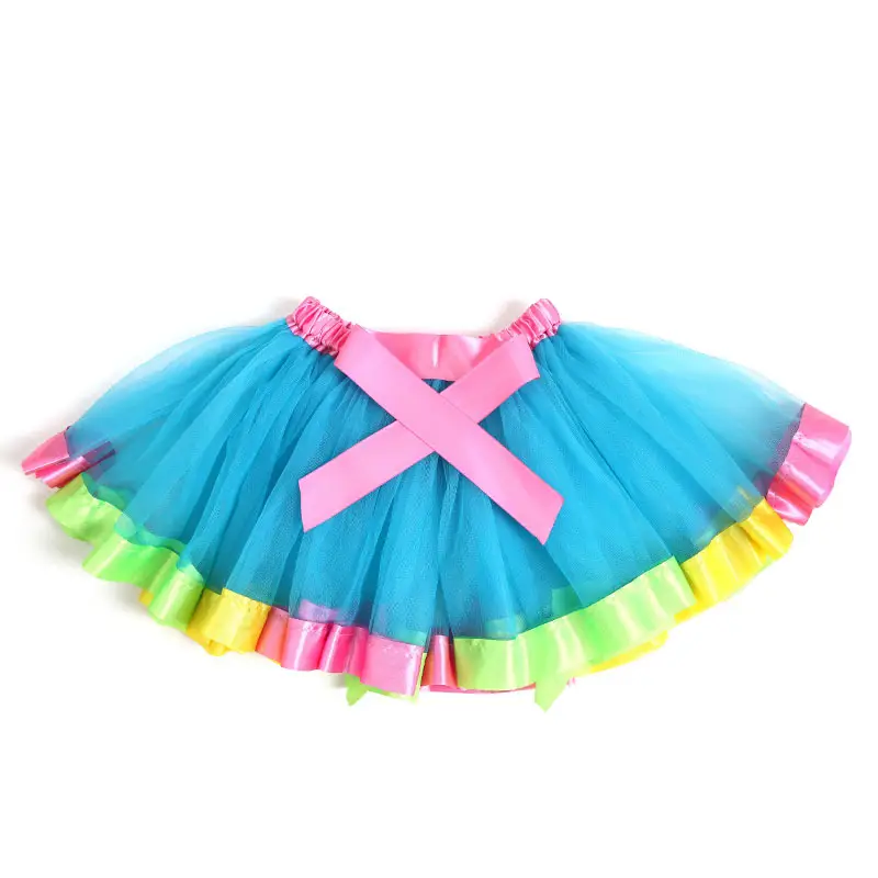 Rainbow Puffy Tutu Skirt for Girls Half Length Pleated - Image 11