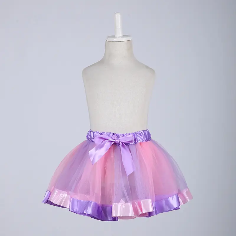 Rainbow Puffy Tutu Skirt for Girls Half Length Pleated - Image 4