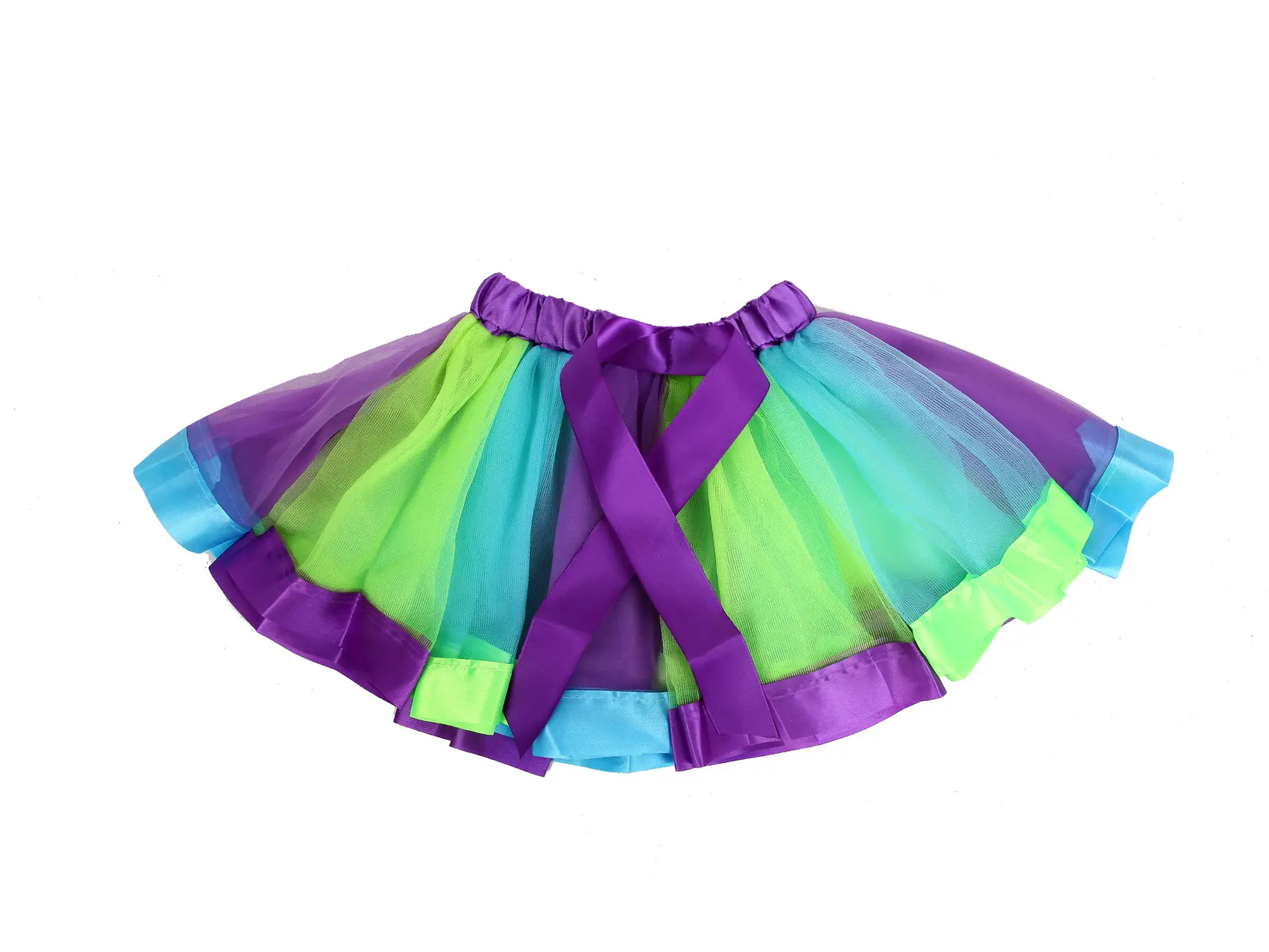 Rainbow Puffy Tutu Skirt for Girls Half Length Pleated - Image 8