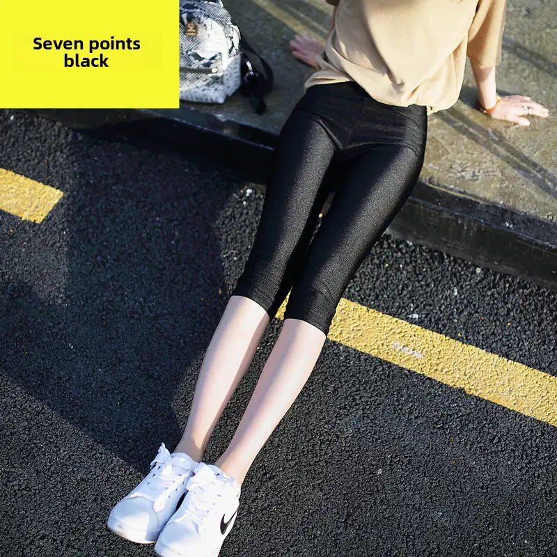 Black Slim Fit Women's High Waist Stretchy Pants - Image 24