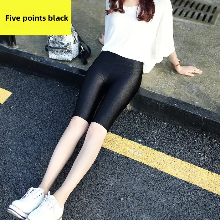 Black Slim Fit Women's High Waist Stretchy Pants - Image 25