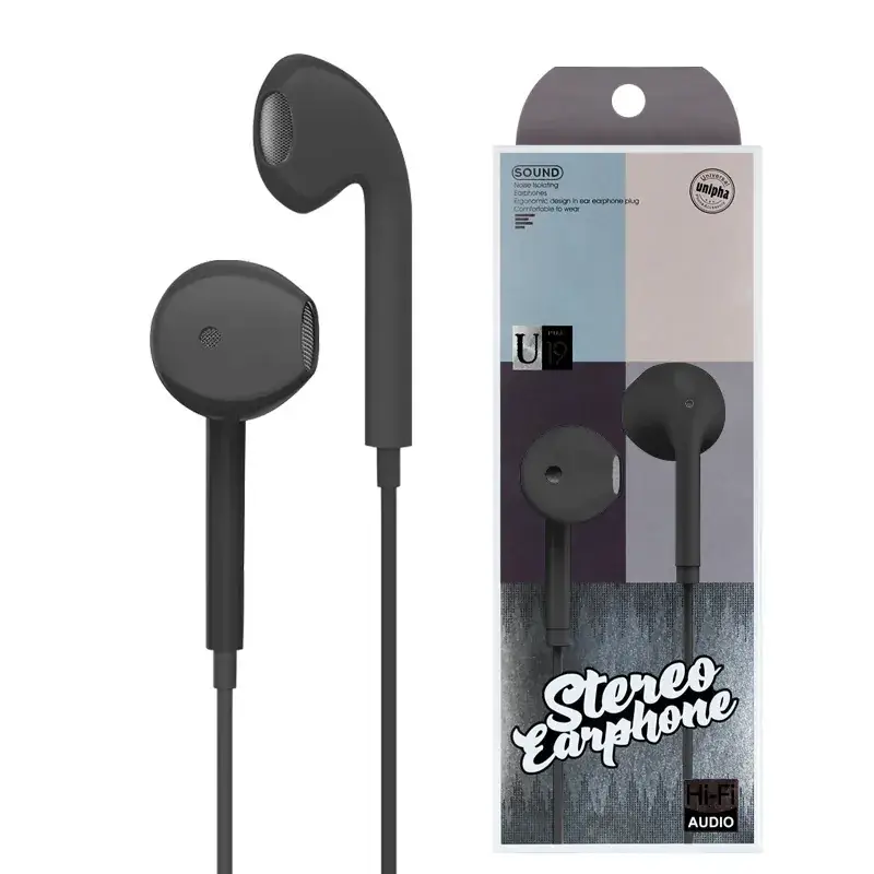 Black In-Ear Headset with Microphone Wire Control