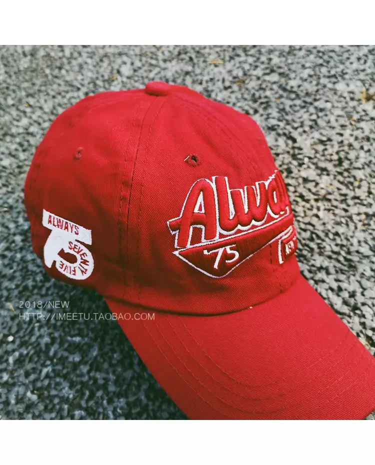 Korean Style Letter Embroidered Cap Blue Red — feature 10