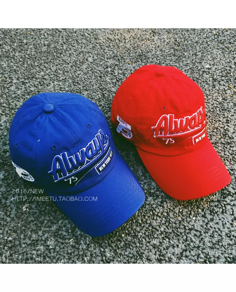 Korean Style Letter Embroidered Cap Blue Red — feature 14