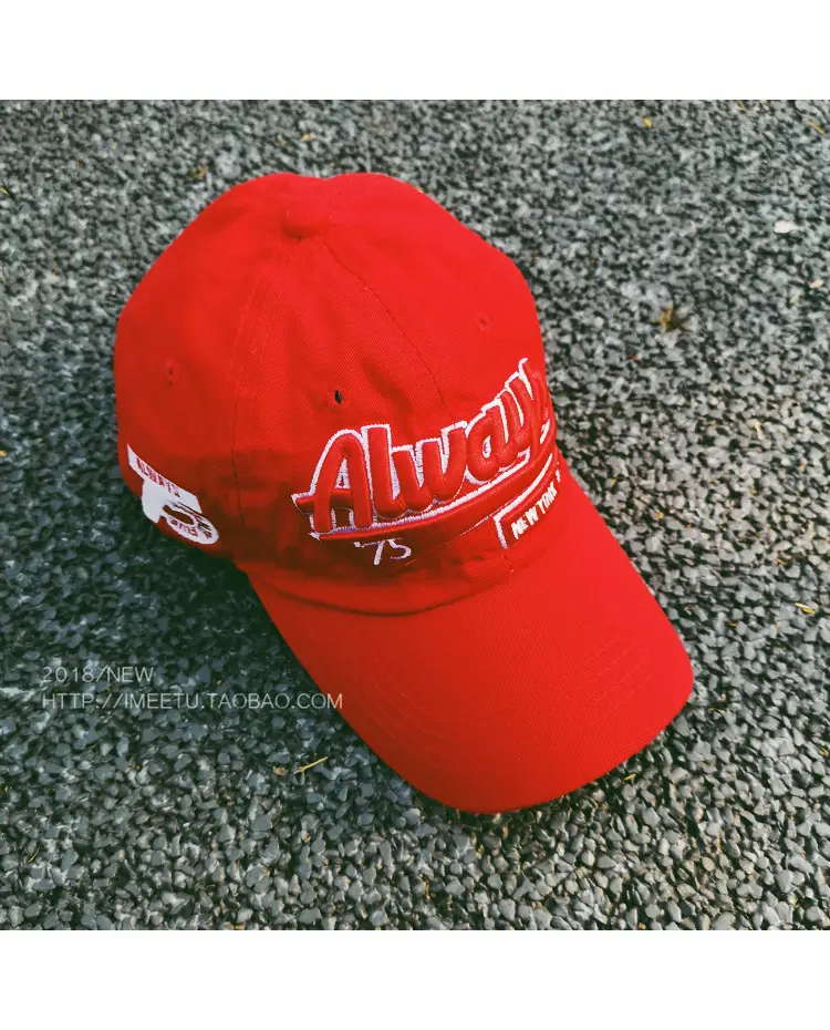 Korean Style Letter Embroidered Cap Blue Red - Image 3