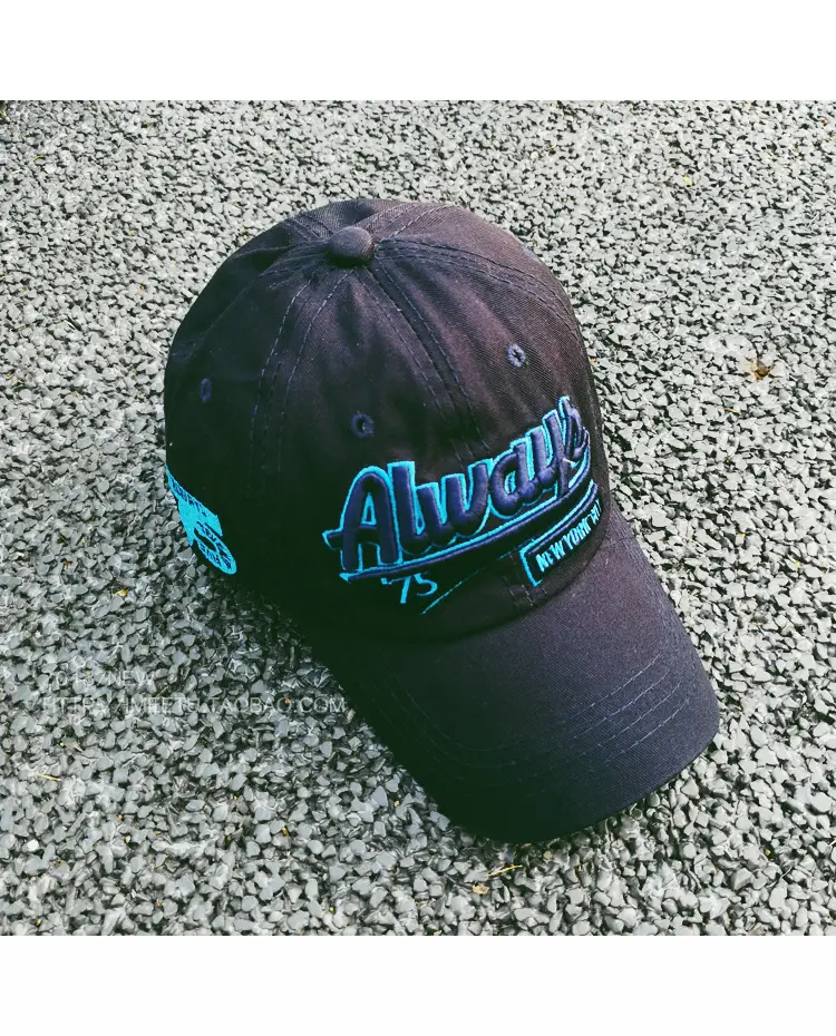 Korean Style Letter Embroidered Cap Blue Red - Image 7