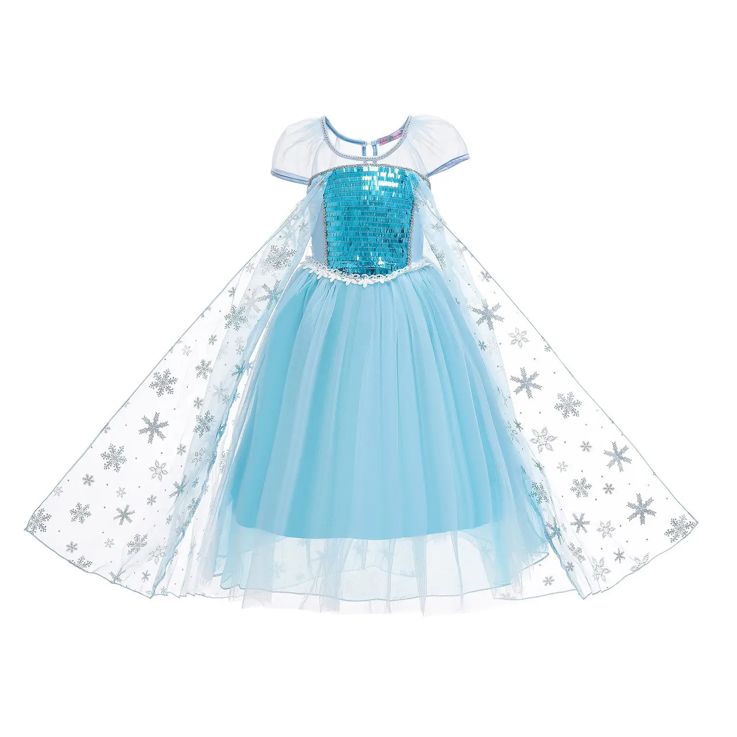 Elsa Princess Dress Puffy Gauze Blue Starry