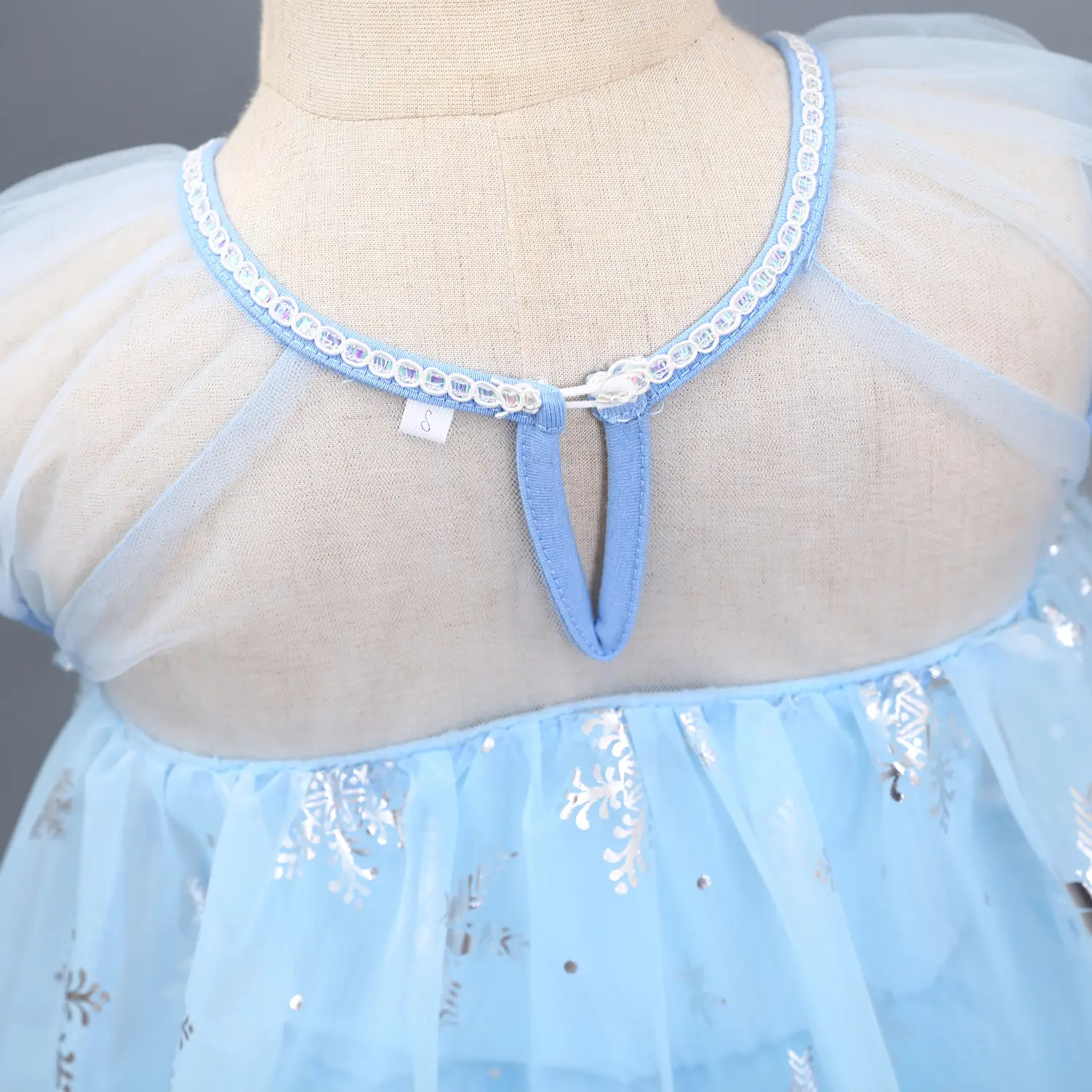 Elsa Princess Dress Puffy Gauze Blue Starry